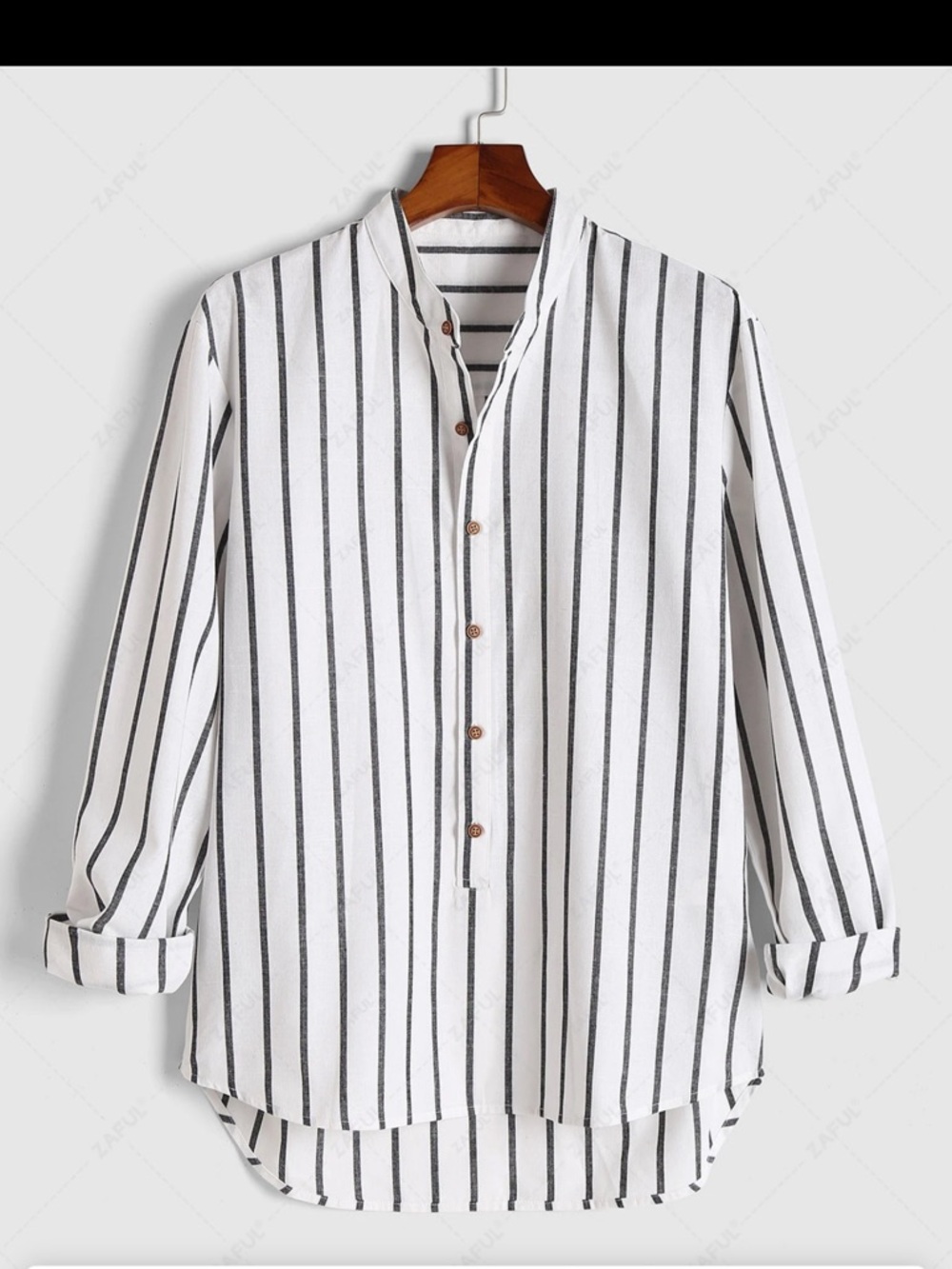 Banana Republic White Shirt with Black Vertical Stripes Linen Blend Top